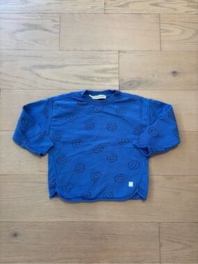 Sproet&sprout blue smiley face sweatshirt, size 4Y